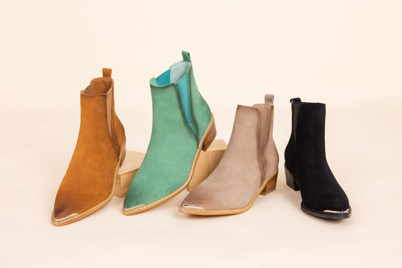 Wylie Teal Suede Ankle Boots With Cushioned Footbed Naughty Monkey